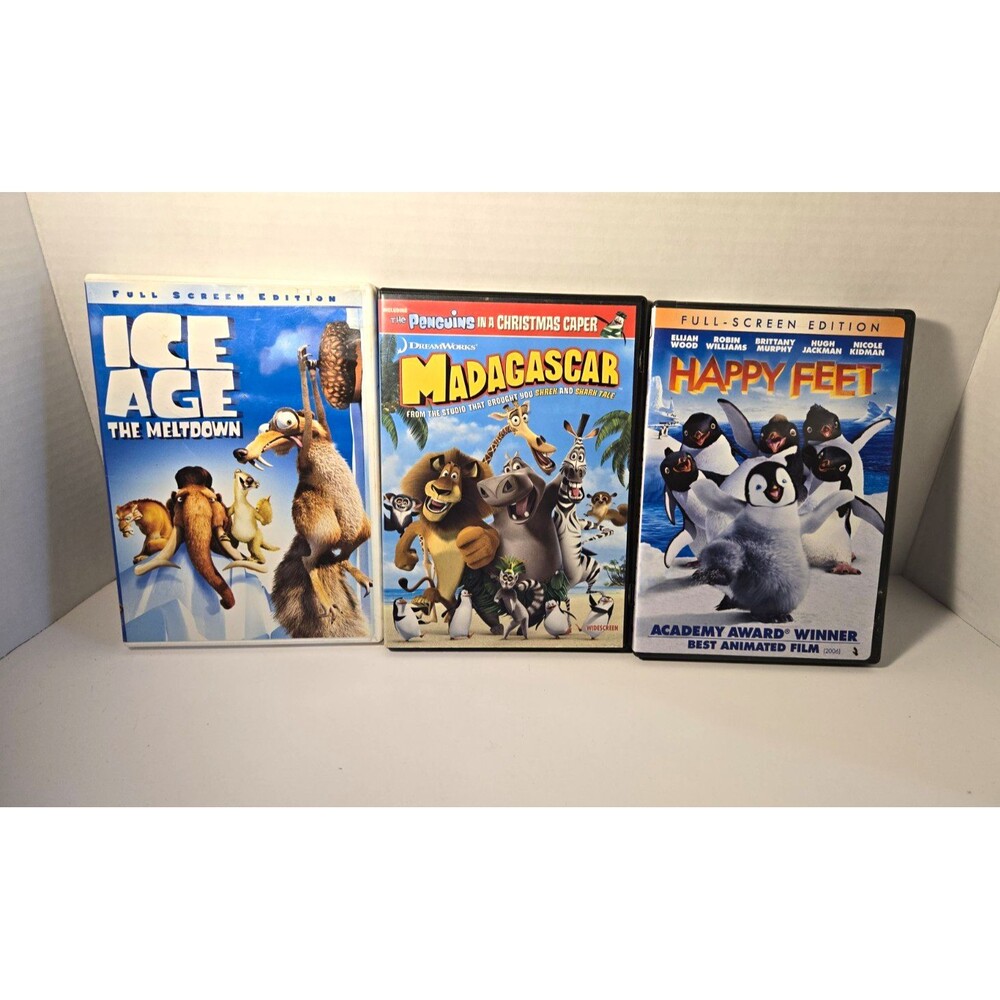 Madagascar Happy Feet Ice Age The Meltdown 3 DVD Lot New Sealed